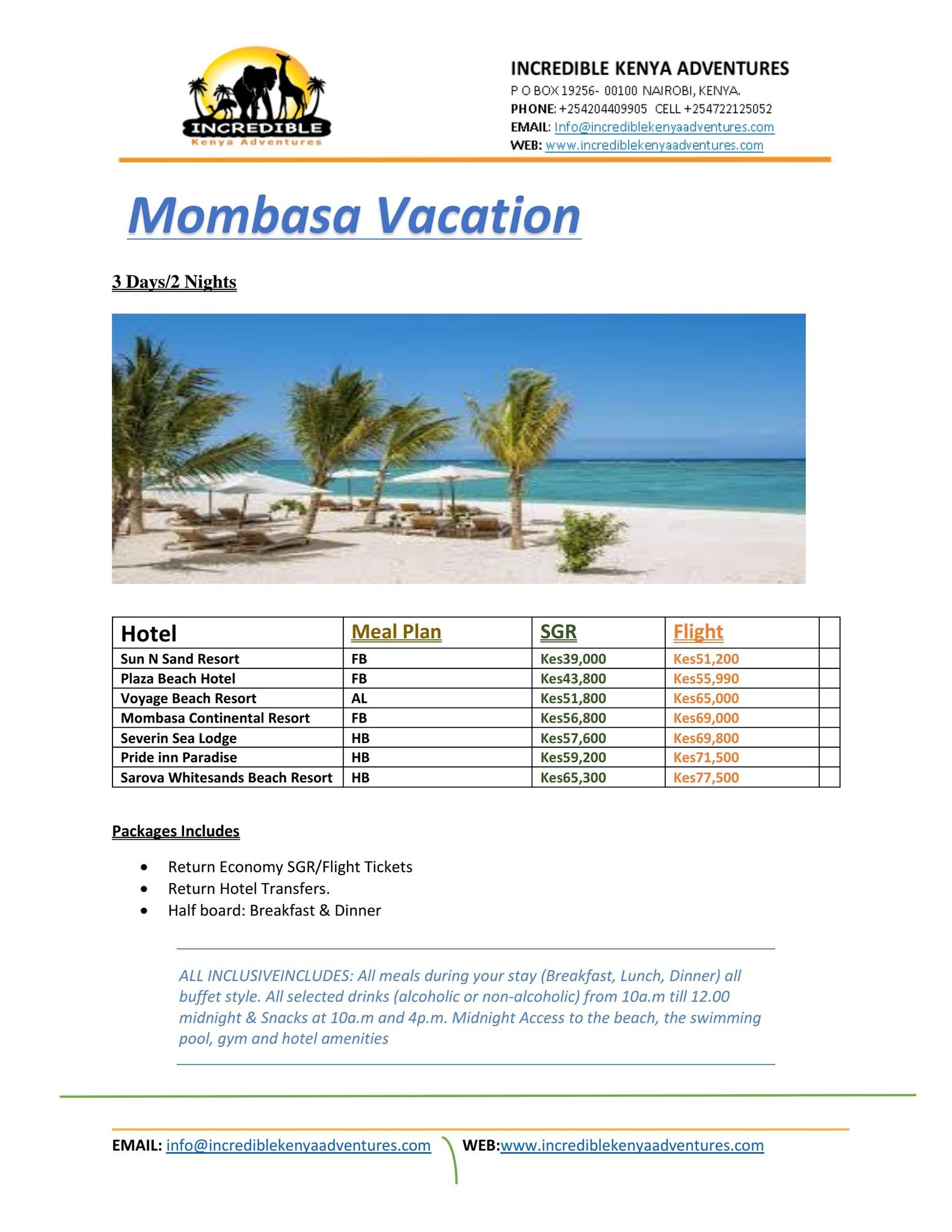 Mombasa Beach Packages